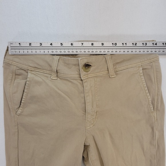 American Eagle Pants Womens 6 Khaki Tan Kick Boot Mid Rise Stretch - Picture 10 of 12